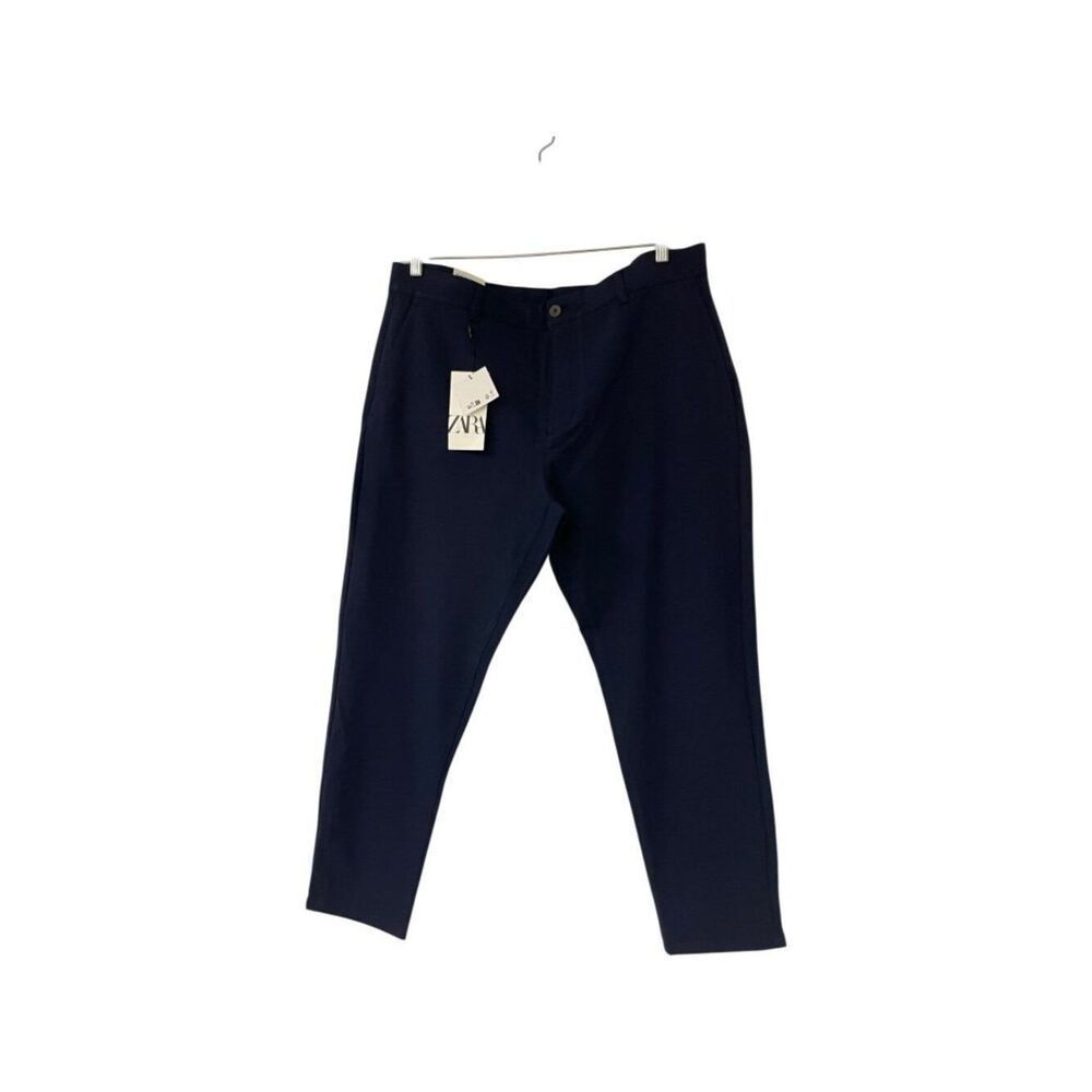 Zara Mens The Melange Pant EU 46 US 36 Blue Slim Stretch Tapered 6861/648 NWT